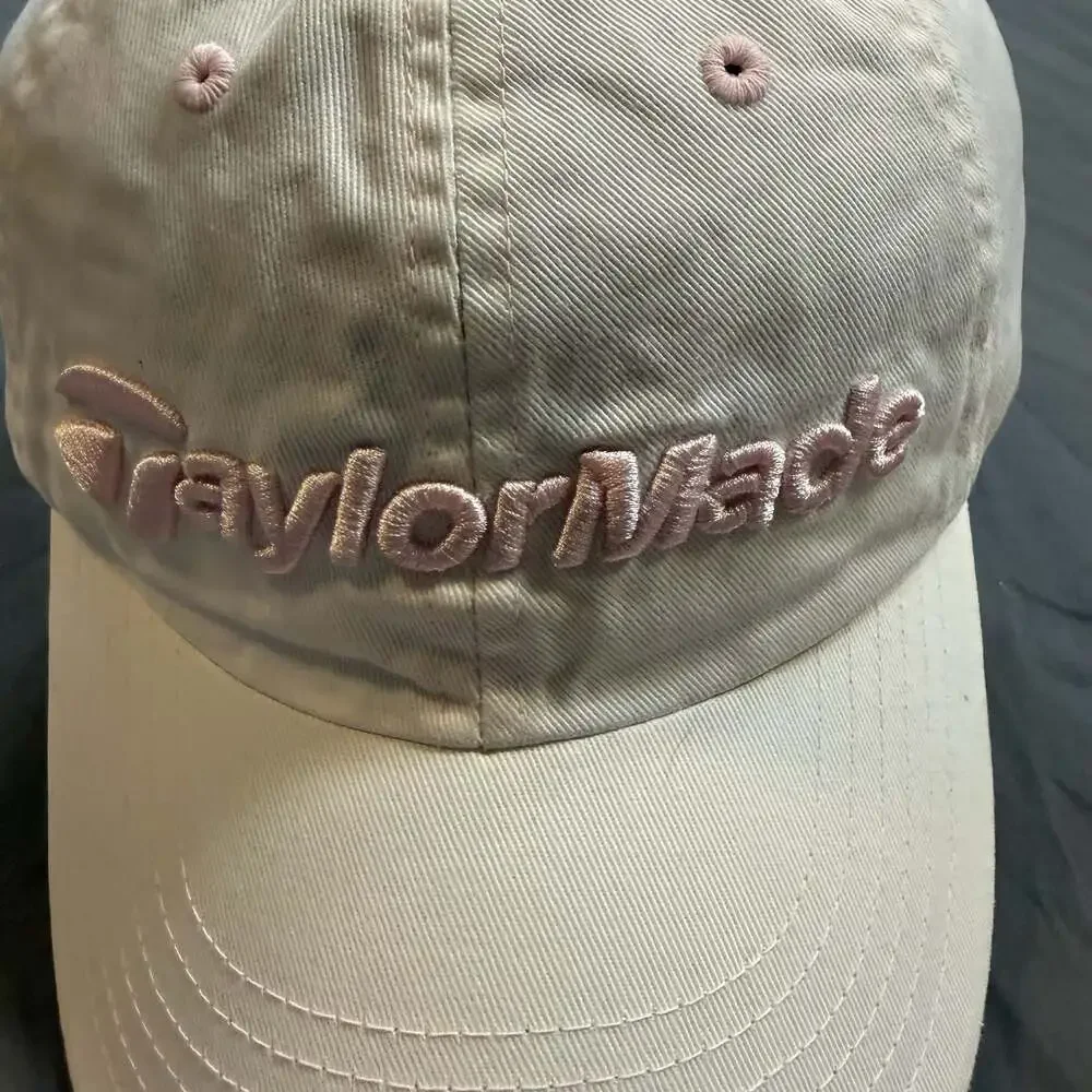 TaylorMade TMAX Gear Women’s Golf Hat Cream Pink Logo Adjustable Cap